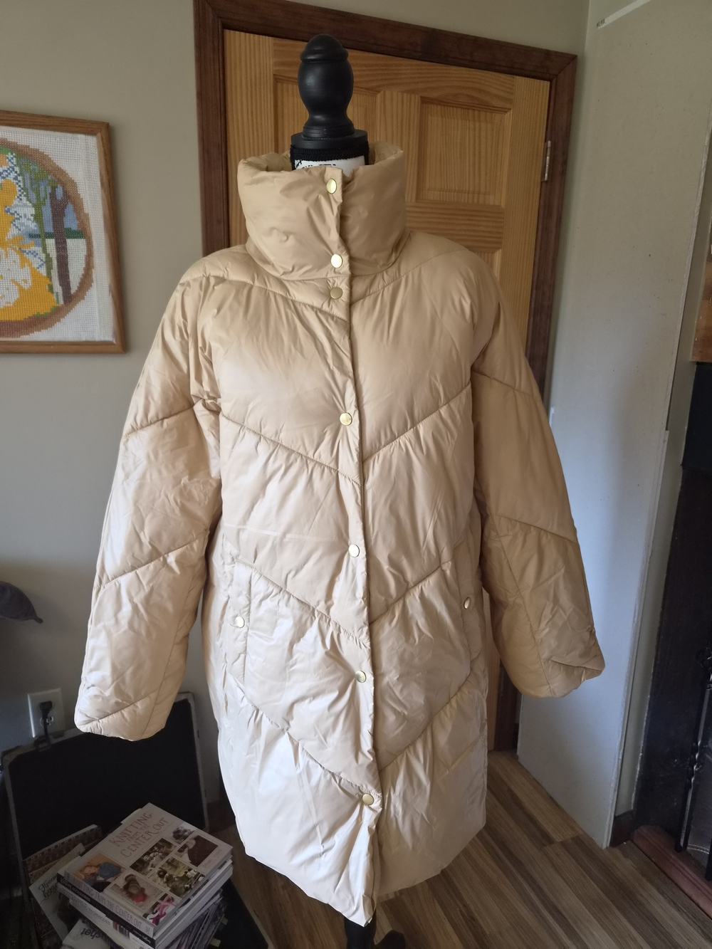 J. Crew Women's Light Beige Long Puffer Coat